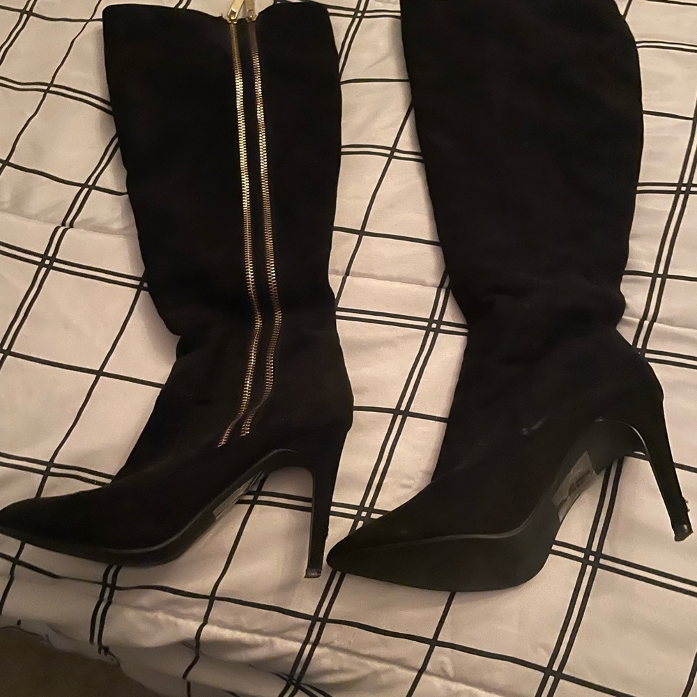 Suede high heel boots